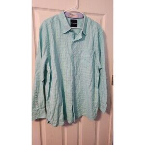 Tommy Bahama Linen Cotton Blend Shirt Men's XL Mint Aqua Green Button Up Resort